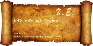Körömi Endre névjegykártya